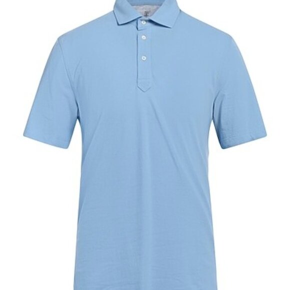NEW BRUNELLO CUCINELLI Cotton Pique Polo Shirt Short Sleeves Size XS Azure Blue - Picture 3 of 6